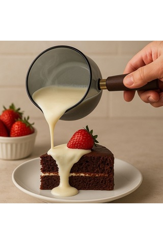 Qerhome Borosilikat Cam Akasya Saplı Cam Kapaklı Minichef Sosluk Füme 550 Ml Füme