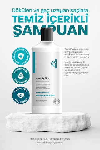 Quality Life Ql 6 Aktifli Dökülen & Geç Uzayan Saçlar İçin Şampuan 300 ML