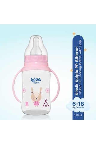 Wee Baby Klasik Kulplu PP Biberon 150 ML Pembe