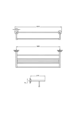 9073229548999 - Vitra Arkitekta A44340 Havlu Rafı Krom