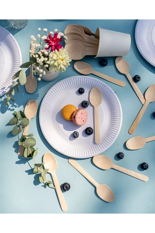 Ajvıen Kompanı Tek Kullanımlık Ahşap Kaşık Parti Seti 100 Adet 271258296 100