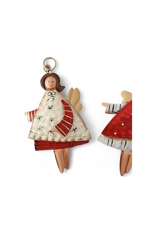 İkili Melek Yılbaşı Süsü Metal