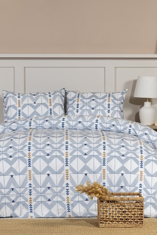 Elart Marcus Nevresim Takımı Çift Kişilik %100 Pamuk Ranforce Lastikli Çarşaf 200x220 Cm Mavi MAVI