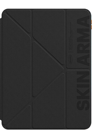 Apple Uyumlu iPad  Air 11 2025 M3 Kılıf Skinarma Kabartma Baskı 360 Tam Koruma Arkası Şeffaf Standlı Gamma Siyah