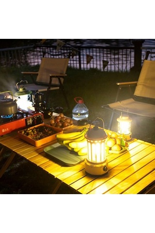 Dancemonkey Şarj Edilebilir Cob Kamp Işığı Retro Tarzı Çadır Asma Işık Fener Lambası Yürüyüş Akşam Partisi İçin, Boyut: L 001 Altın