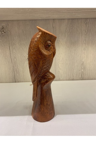 El Yapımı Ahşap Oymalı Baykuş (22 Cm)