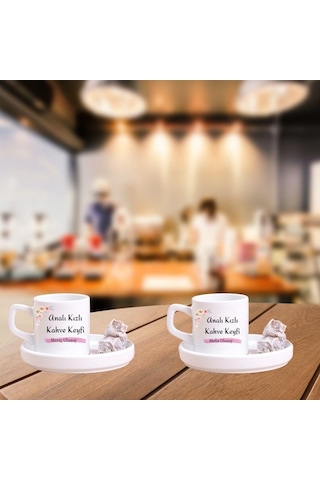 İsme Özel Anne Kız Tasarımlı Türk Kahve Fincanı Seti