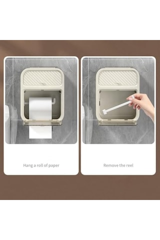 Aksesuarcı Kompakt Tasarım Banyo Tuvalet Kağıdı Saklama Kutusu, Delik Delmeden Kolay Montaj Yeşil 16.5 x 12.2 x 11.2 CM