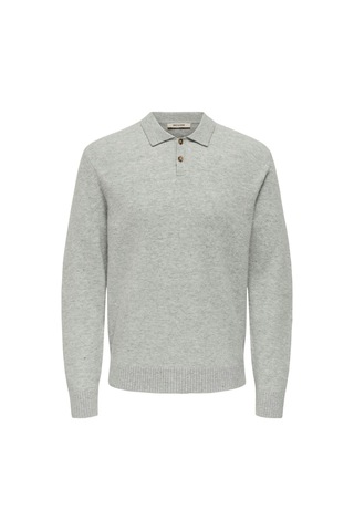 Only & Sons Onsjay Reg Ls Polo Knıt Erkek Gri Kazak - 22033770 Gri