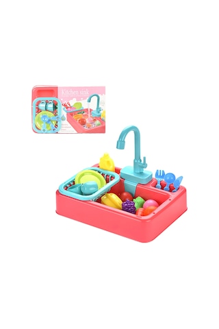 Gajeena Çocuklar İçin Elektrikli Mutfak Lavabo Oyuncak Seti, Turuncu, Su Döngüsü Sistemi Ve Eğitici Özellikler, 8 Parça Meyve Sebze Ve Beste Takımı