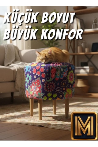 Diday Fil Puf F Trend Puf Koltuk Puff Bench Dekoratif Bohem Doğal Gürgen Ayak Amaçlı Bahçe Balkon Çok Renkli