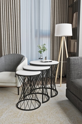 Emga Home Zenith Zigon Sehpa - Beyaz Beyaz