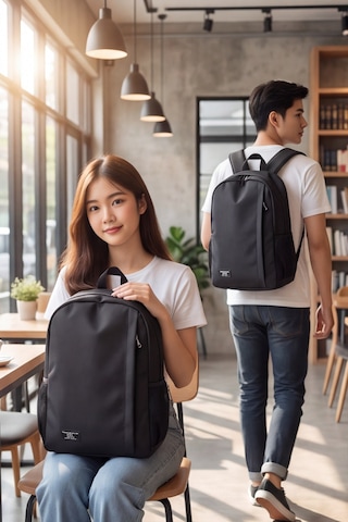 Unisex Üniversite Okul İş Günlük Kullanım Siyah Sırt Çantası Hafif Ergonomik Tasarım