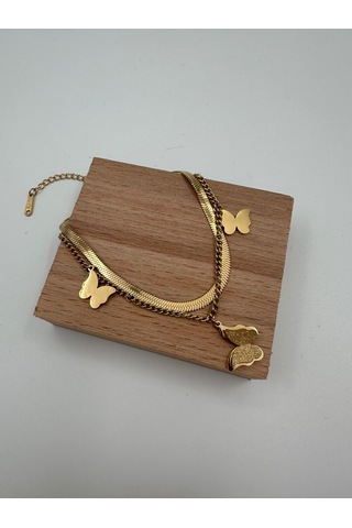 Xbaby Kelebek Figürlü Gold Çelik Bileklik Gold