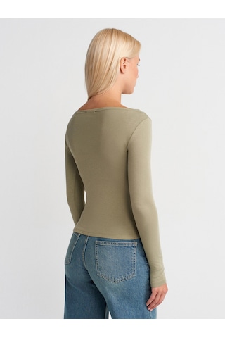 Dilvin 31332 Kayık Yaka Uzun Kollu Top-çağla Çağla