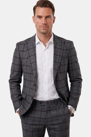 Deepsea Antrasit Kare Desenli Slim Fit Erkek Takım Elbise Çift Düğme Çift Yırtmaç 2 Li Takım 2601812