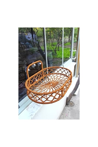 Macrame Kedi Hamağı, Pencere Kenarına Monte Edilebilir, Gri Açık Gri