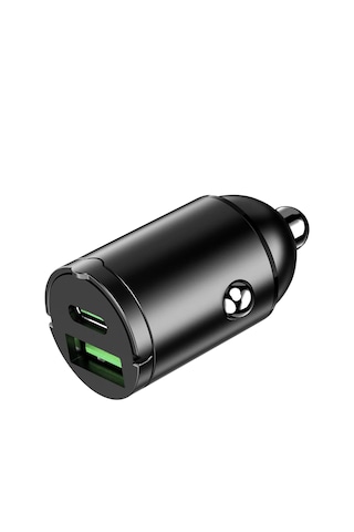 30w Pd + Qc 3.0 Hızlı Araç Şarjı Siyah -