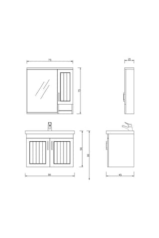 Denko Lotus 80 Cm Mdf, Lake Banyo Dolabı Takımı Çok Renkli