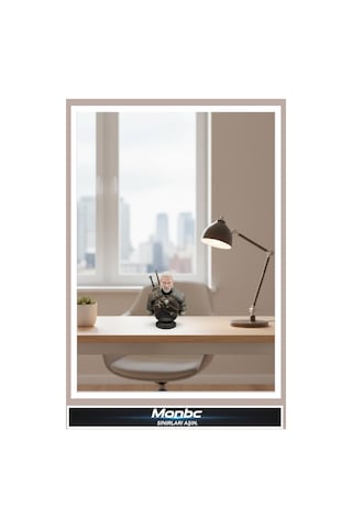 Monbc Witcher Büstü Geralt Of Rivia 3d Tasarım Dekoratif Biblo, Hediyelik Ve Ev Ofis İçin Şık Aksesuar