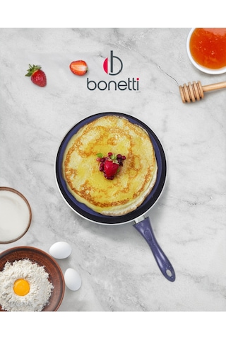 Bonetti Granit 30 Cm Krep Tavası Mor Yanmaz Yapışmaz Gözleme Tavası Mor