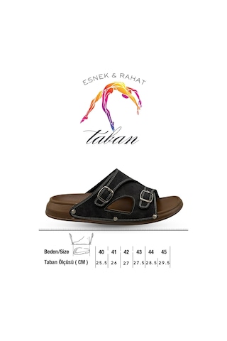 Sermoda Erkek Terlik - Çift Toka Ayarlanabilir Esnek Taban Deri Erkek Terlik T Siyah