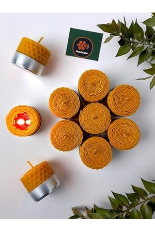 12 Adet Sarma Tealight Mum 3,5cm X3cm Doğal Petek Balmumu Mum Siyah