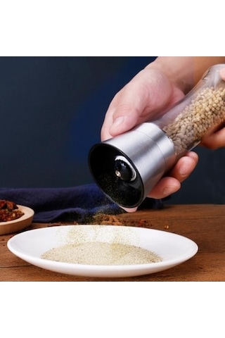 Besthome1 Karabiber Değirmeni Emek Tasarrufu Sağlayan Paslanmaz Çelik Taşınabilir Şişe Baharat Kırıcı Aksesuar Şeffaf