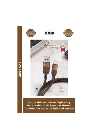 Şarj Kablosu Usb To Lightning Data Kablo U18 Seyahat Gereci Telefon Aksesuarı Günlük Aksesuar