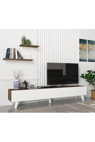 Dekorister Amerika Tv Ünitesi Beyaz-Ceviz