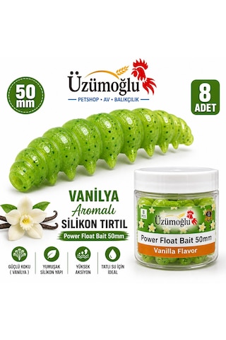 Üzümoğlu Vanilya Aromalı Silikon Tırtıl 50mm 8 Adet Alabalık Yemi