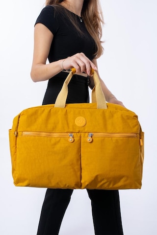 Seyehat Spor Çantası Kabin Boy Valiz 45 35 Cm Omuz Ve Çapraz Askılı Hafif Klinkır Çanta Su İtici Sarı