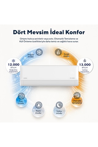Kumtel Hinoki KMSAC-12 12.000 Btu A++ Inverter Duvar Tipi Split Klima Montaj Dahil
