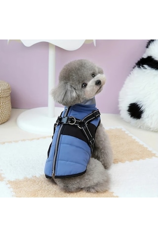 Elmpaly Mavi S Küçük Köpek Kışlık Yumuşak Tulum Kapüşonlu Ayarlanabilir