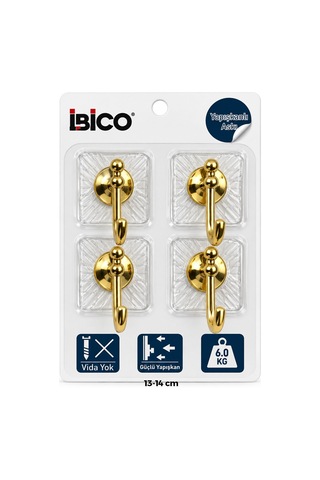 İbico İ17-017 Plastik Askı 6kg 4 Adet Gold Krom Görünüm - 30'li Paket