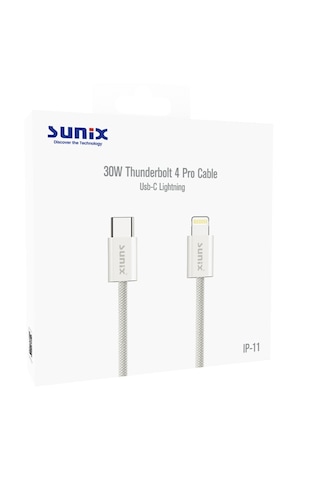Sunix 1-metre 30w Type-c To Apple Uyumlu iPhone Lightning Ce/fc/rohs Lisanslı Şarj Ve Data Kablosu Örgülü Sağlam