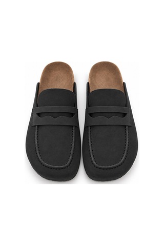 Dad Wolf Dadwolf Naples Wrapped 1029675 Loafer Terlik Mantar Taban Hafif Kaymaz Rahat Arkası Açık Günlük Mako Siyah