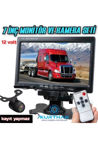 7 İnç Monitör Ve 1 Adet Kelebek Kamera Seti Kayıt Yapmaz 12 Volt