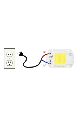 Mlsemfaelektronik-Beyaz 220V Projektör Cob Led 50W Driver Çipli
