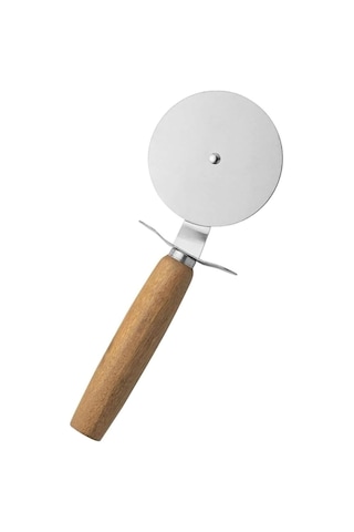 Pizza Kesici Ahşap Saplı Paslanmaz Çelik, Yuvarlak Bıçaklı Pizza Dilimleyici Ergonomik, Dayanıklı, Şık T Diğer