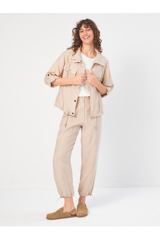 Cep Ve Kordon Detaylı Casual Form Tenselli Ceket 68255 U6825534 Bej
