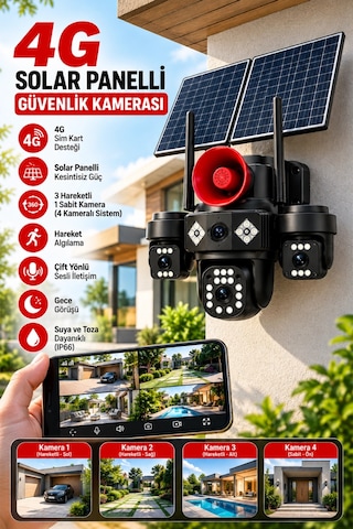 Harvox Hx-sc005 4k Panelli Güneş Enerjili 4g Sım Kart Destekli Kablosuz Güvenlik Kamerası
