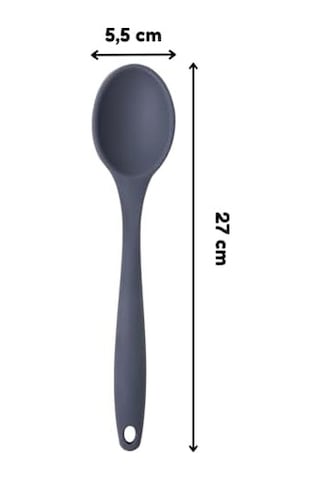 Silikon Büyük Boy Kaşık Seti, Yanmaz Yapışmaz, Çok Renkli - Sarı, Yeşil, Kırmızı, Mavi, Mor - 27 Cm, 5 Adet Set, Bpa Free