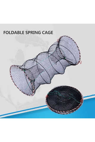 Kosona 80 Cm Uzunlukta 40 Cm Çaplı Çift Girişli Katlanabilir Galvanizli Çelik Ve Nilon Krab, Karides, Yengeç Tutma Ağı