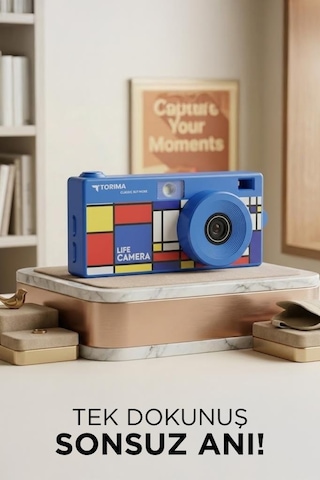 Torima Life Dijital Kamera Selfie Video Vlog Kamerası Mini Fotoğraf Makinesi CMR47 Mavi