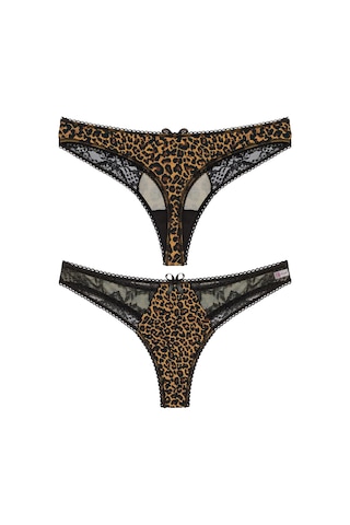 Leopar Desenli Kadın Fantazi İç Giyim Yanları Dantelli Fantezi String 001