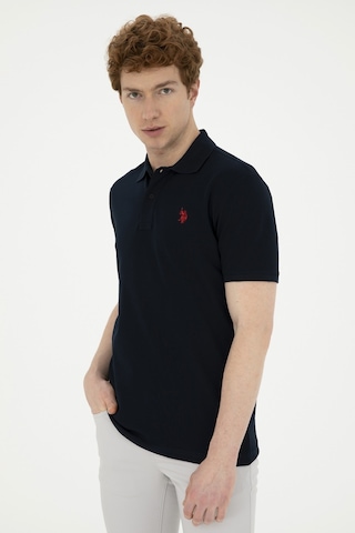 U.S. Polo Assn. Erkek Slim Fit Polo Yaka Koyu Lacivert Basic Tişört 50279573-VR100