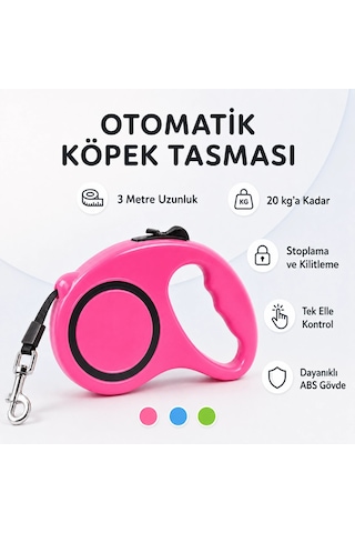 Otomatik Köpek Tasması - 3 Metre Çok Renkli