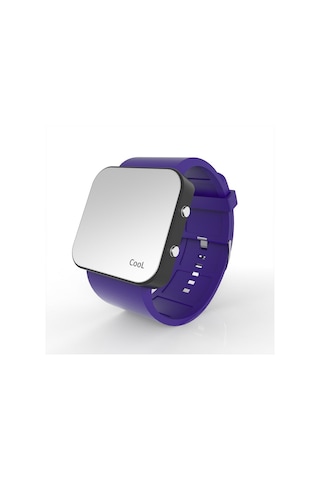 Cool Watch Saat - Siyah Led Kasa - Mor Kayış Unisex Pembe