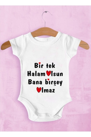 Tuğbababy Baby Bir Tek Halam Olsun Bana Birşey Olmaz Zıbın Kız Erkek Beyaz